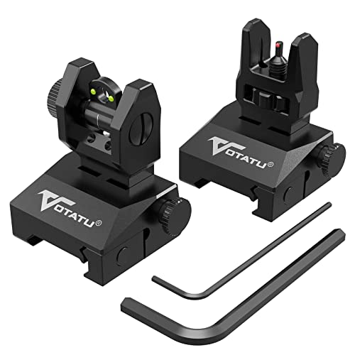 VOTATU V2 Fiber Optic Iron Sights, Flip Up Front and Rear Backup 
