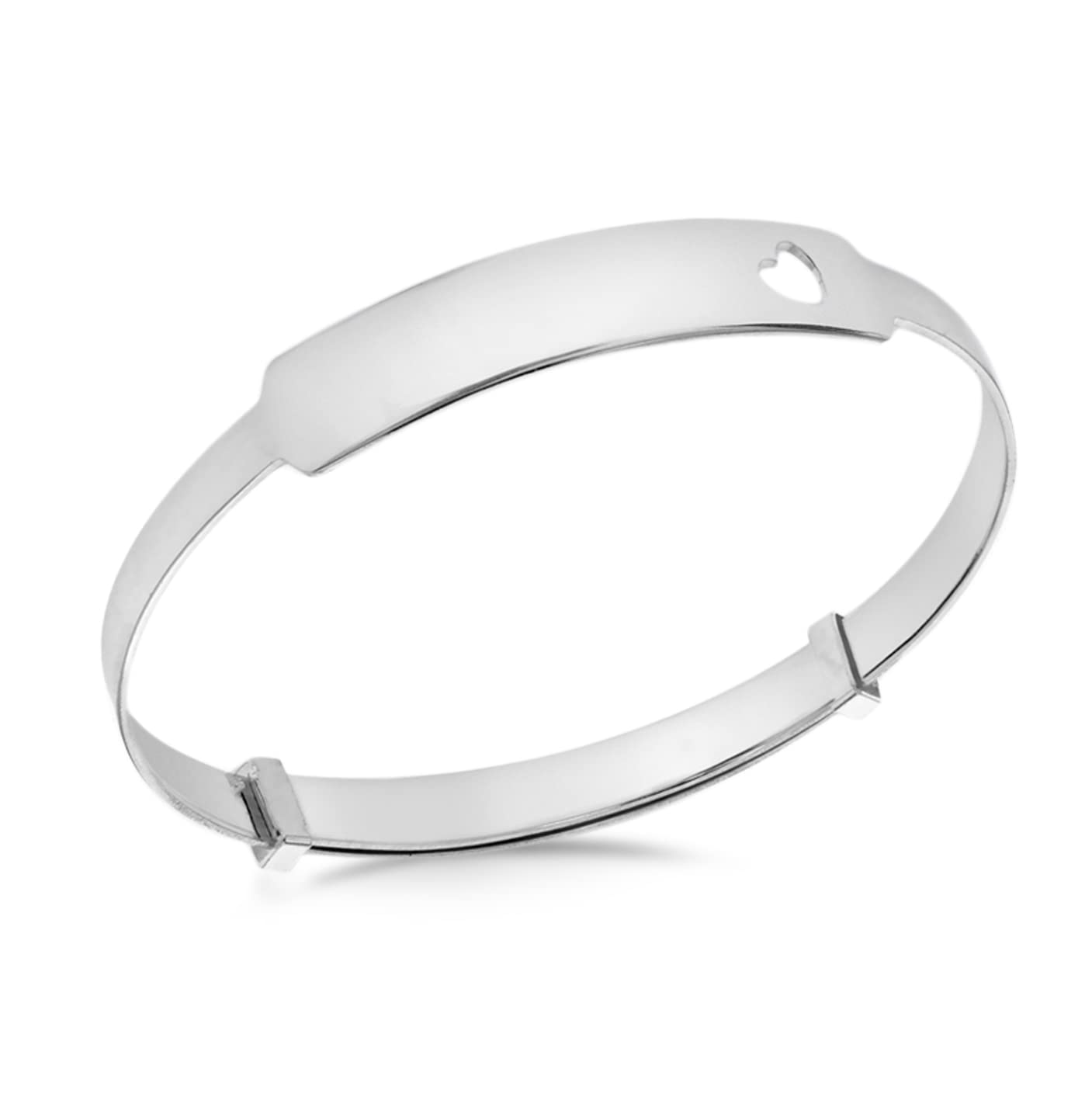 Tuscany Silver Women's Sterling Silver Heart ID Extendable Baby Bangle