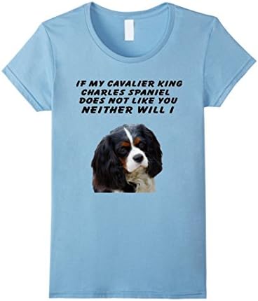 Women's CAVALIER KING CHARLES SPANIEL SHIRT FOR OWNERS. Large Baby Blue
