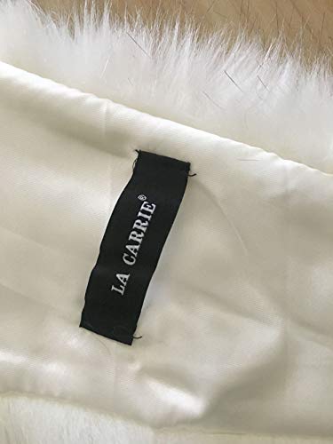 La Carrie Women's Faux Fur Collar Scarf Wrap Cold Winter Warmer(White)