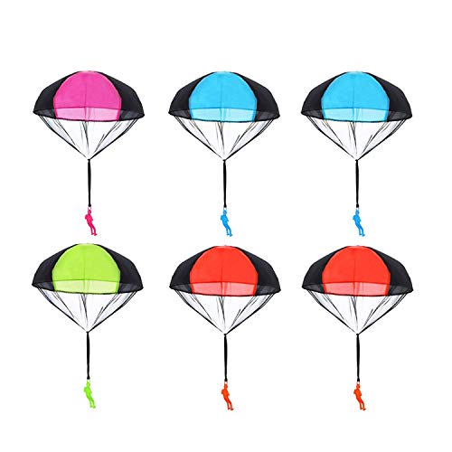 Fashionclubs Parachute Toys 6pcs Tangle Free Throwing Parachute Figures Skydive Parachutes Man Hand Throw Soldier Toss It Up and Watching Landing Outdoor Flying Toys for Kids Gifts