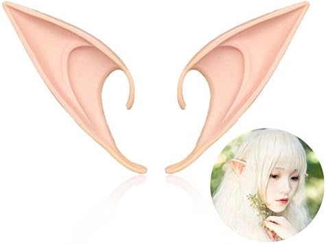 Elf Ear Costume Halloween Party Props, Soft Pointed Ears of Fairy Pixie for Anime Cosplay, Size：L