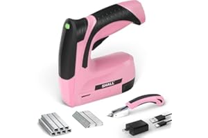 SHALL Pink Electric Staple Gun, 2 in 1 Cordless Upholstery Stapler Nail Gun for Wood, 4V Rechargeable Brad Nailer Kit w/ 2500