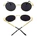 GAMT Retro Metal Hipster Steampunk Sunglasses Round Style Coating Sunglasses Gold-grey