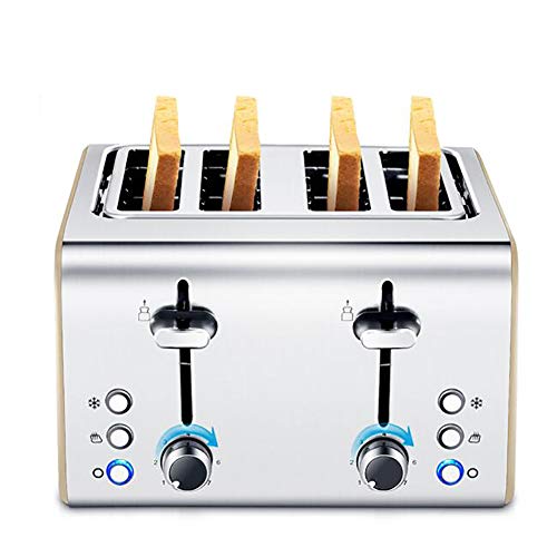 LJ-MBJ 4-Slice Toaster, Stainless Steel, Household Breakfast Bread Machine, 7 Bread Browning Settings, Wide Slot, Tastier, Healthier-A