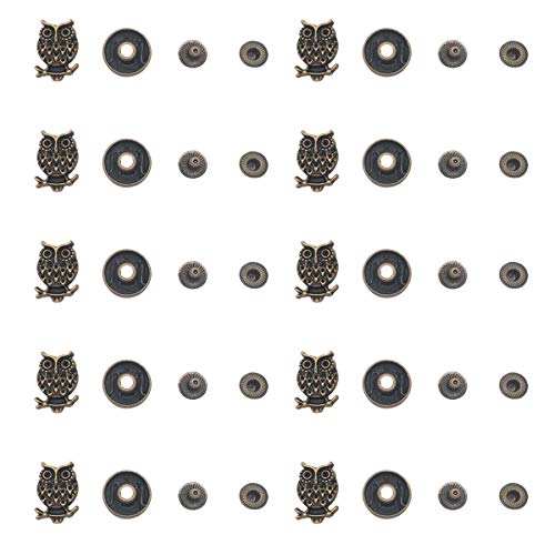 10 Sets 14mm Metal Snap Fasteners Press Stud Rounded Sewing Rivet Buttons Clothing Leather Craft DIY Bronze