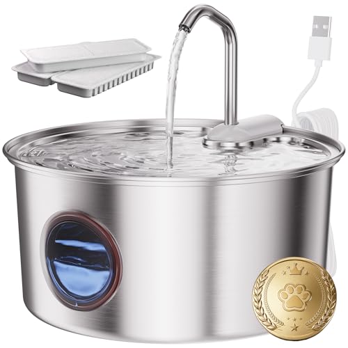 Cat Water Fountain Stainless Steel - 108oz/3.2L Automatic Cat Water Fountain fo…