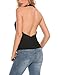 Womens Lightweight Sexy Drape Backless Cowl Neck Low Cut Halter Top with Stretch Black/S