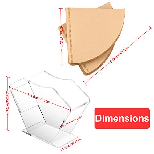 200Count Paper Coffee Filters Cone Coffee Filters, Acrylic Coffee Paper Storage Rack, Coffee