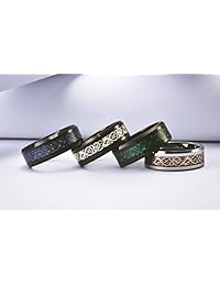 King Will Dragon - Anillo de carburo de tungsteno para hombre, 0.315 in, fibra de carbono verde, color negro