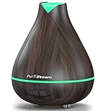 PurSteam Essential Oil Diffuser, Wood Grain Aromatherapy Diffuser Ultrasonic Cool Mist Humidifier with Color LED Light Changing and Waterless Auto Shut-off for Bedroom Office Home Baby Room Yoga