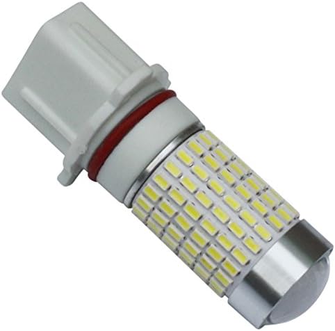 BYOPTO 2 Pcs (White P13W) 1200 Lumens Extremely Bright 144-SMD LED Chipsets Bulb with Projector lens Light DC12V DC24V