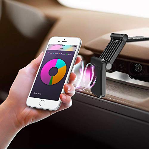 [2019 Latest] Cell Phone Car Mount Holder, Foldable Magnetic Dashboard Car Phone Mount with Finger Ring Stand, Universal Smartphone Car Holder for All iPhone Samsung and Other Mobile Phones