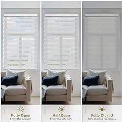 Moonice No Drill No Tools Cordless Zebra Blinds for