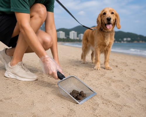 Pá Higiênica para Gatos e Cães em Aço Inox, Peneira para Caixa de Areia, Durável e Fácil de Limpar