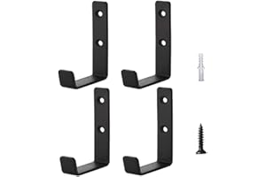 KUIOPYY Set of 4 Heavy Duty J-Shaped Hooks -Garage Hooks - Metal Wall Mounted Hooks for Tool Storage - Garage Truck and Home
