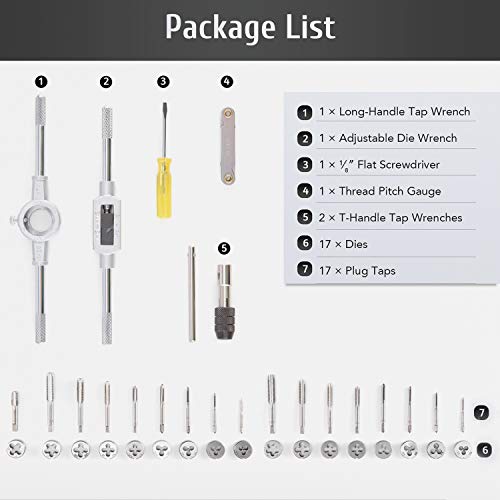 OMT Tap and Die Set Metric M3, M4, M5, M6, M7, M8, M10, M12 Tap Set