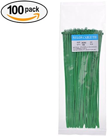 Multi-Purpose Cable Ties with Cable Matter (Pack of 100) 8 inch,single-use locking cable tie (Green)