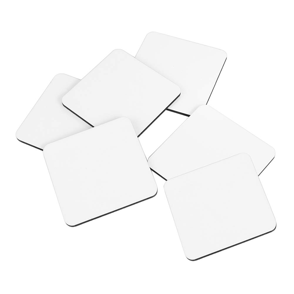 Weiye Sublimation Blank DIY Customized MDF Square Coaster Hardboard Coaster Sublimation Coaster Blank Coaster, 6 pcs Round Square