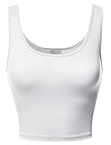 Made by Emma Junior Sized Basic Solid Sleeveless Crop Tank Top White M