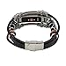 Besde Replacement Leather Wristband Band Strap Bracelet For Fitbit Charge 2 (BK, A)