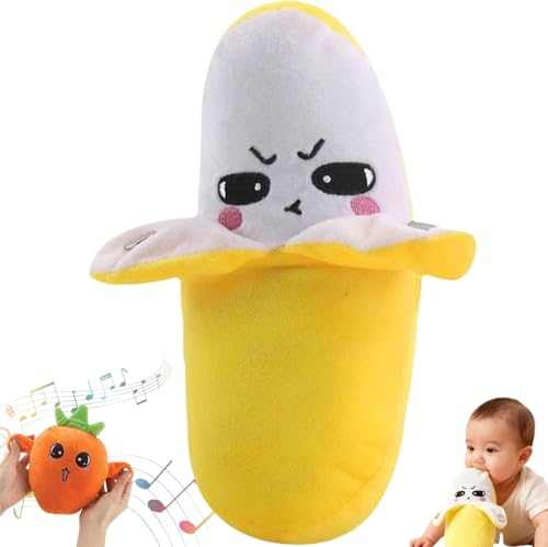 Interactive Sensor Music Doll, Children's Body-Sensing Plush Toy with Piano and Fruit Metronome Sounds, Educational Musical Gift for Boys and Girls (Banana)