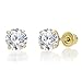 14k Yellow Gold Solitaire Round Cubic Zirconia Stud Earrings in Secure Screw-backs