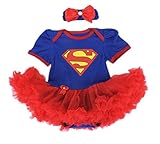 Baby's All in 1 Fancy Dress Halloween Christmas Princess Party Romper Suits (XL (12-18 Months), Supergirl-Blue)
