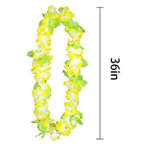 BOSHENG Yellow Flower Leis Necklaces for Summer Party Event,Set of 12