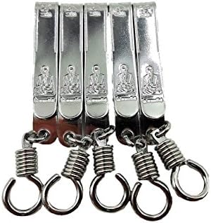 5 Pcs Amulet accessories silver pocket/tie clip stainless steel Thai Buddha with box &amp; bracelet