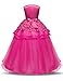 NNJXD Girl Sleeveless Embroidery Princess Pageant Dresses Kids Prom Ball Gown Size (150) 9-10 Years Rose