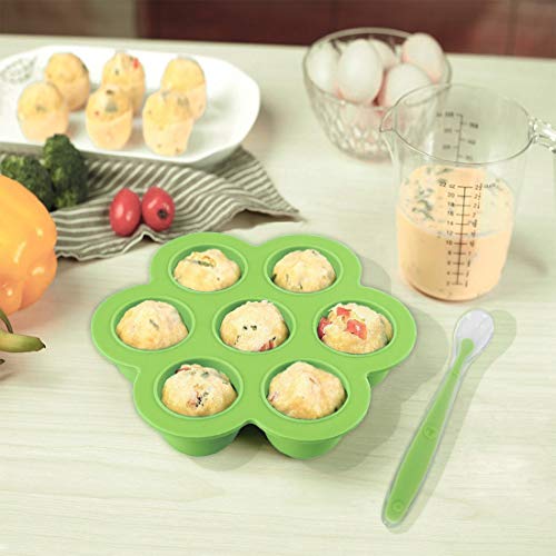 Pressure Cooker Accessories with Silicone Egg Bites Molds and Steamer Rack Trivet with Heat Resistant Handles for Instant Pot Accessories 6 Qt 8 Quart, 3 Pcs with 2 Bonus Spoons (Green)