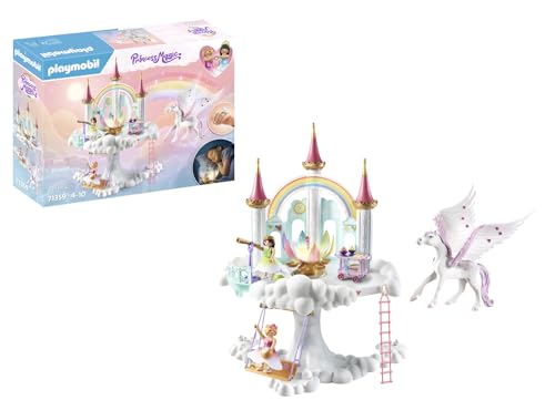 PLAYMOBIL Princess Magic 71359 Himmlisches Regenbogen-Schloss, magische Welt mit leuchtender Regenbogenblume, Schmetterlingsring, Pegas und Prinzessinnen, ab 4