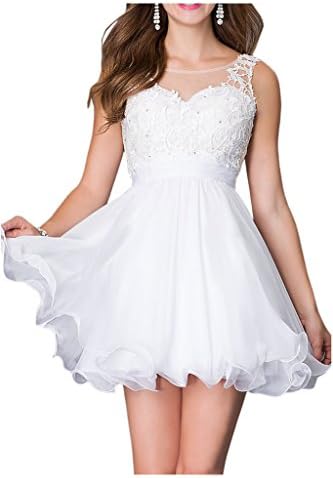 Promgirl House Damen Stilvoll Blau Rosa Weiss Spitze A-Linie Ballkleider Cocktail Abendkleider Kurz