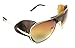 Retro Aviator Sunglasses w/Faux Leather Bridge & Side Shields (Gold Frame - Brown Leather, Brown)