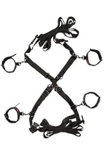 CalExotics Scandal Over the Bed Cross – Luxury Bondage Handcuff & Ankle Restraints for Couples – BDSM Toys for Couples – Black