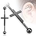 Inspiration Dezigns 14G Black Industrial Barbell Cartilage Earring Body Piercing Jewelry