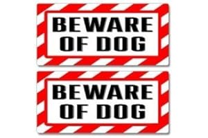 Beware Of Dog Sign - Alert Warning - Set of 2 - Window Business Stickers