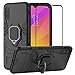 BestAlice for Xiaomi Mi A3 / CC9E Case, Hybrid Heavy Duty Protection Shockproof Defender Kickstand Armor Case Cover Tempered Glass Screen Protector，Black