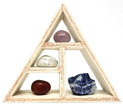 SAGITTARIUS Zodiac Crystal Healing Set / Tumbled Stones and Wooden Geometric triangle shelf in Gift Box / Astrology Sign Sagittarius Birth Stones