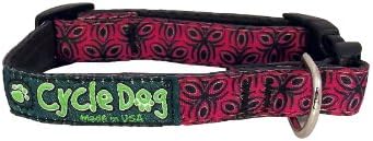 Recycled Dog Collar Narrow Width, Red Tri-Style, Small