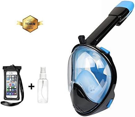 THEHOPE easy breathe full face snorkel mask set (Light Blue, L/XL)