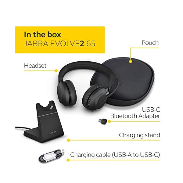 Jabra-Evolve2-65-Wireless-PC-Headset-with-Charging-Stand--Noise-Cancelling-UC-Certified-Stereo-Headphones-With-Long-Lasting-Battery--USB-C-Bluetooth-Adapter--Black Jabra Evolve2 65 Wireless PC Headset with Charging Stand – Noise Cancelling UC Certified Stereo Headphones With Long…