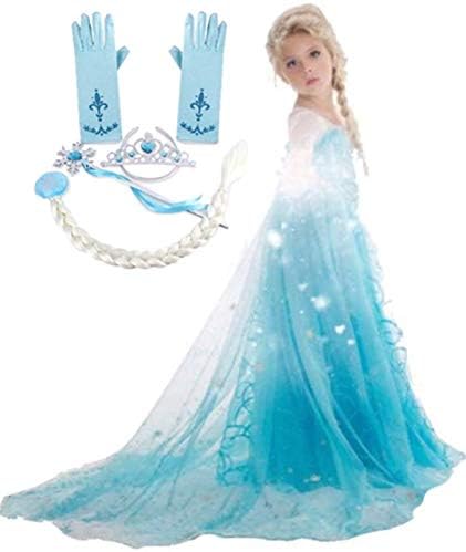 VU ROUL Halloween Frozen Inspired Dress Princess Costumes for Girls Queen Dress Blue