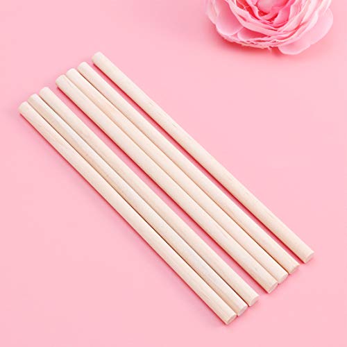 Dowel Rods 100 Pieces Natural Bamboo Unfinished Dowel Rods Craft Sticks for DIY Crafts Model Projects Making Building Woodcraft Woodworking Kids Educational Toys - 200mm, Diameter 4mm (6mm) - Thumbnail 2