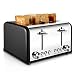 Toaster 4 Slice, CUSIBOX Stainless Steel Toaster with Bagel, Defrost, Cancel Function, Extra Wide Slots, 6 Bread Shade Settings, 1650W, Black primary