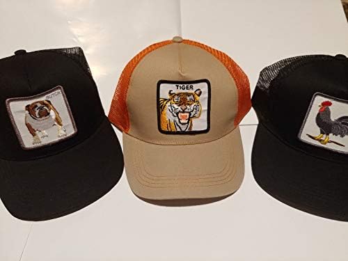3 Mesh Snap Back Hats Cock Rooster Butch Bull Dog Tiger Trucker Embroidered Caps