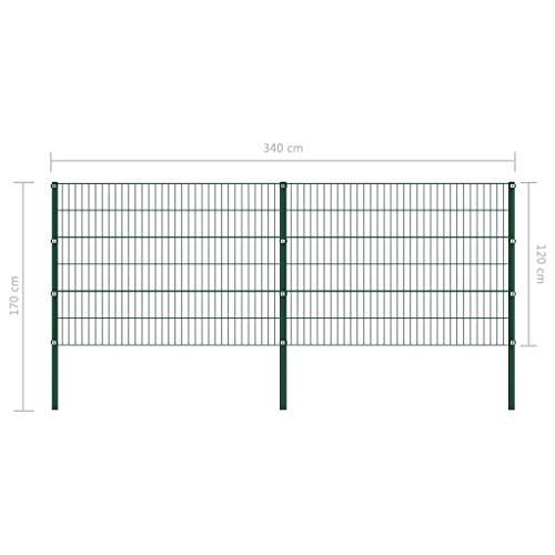 FAMIROSA Zaunfeld mit Pfosten Eisen 3,4 x 1,2 m Grün – Bild 6