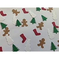 Christmas Confetti - Christmas Party Decor - Gingerbread Man Confetti - Stocking Confetti - Christmas Tree Confetti - Snowman Confetti - 200 pieces