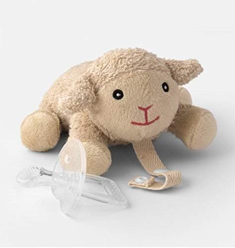 Organic Pacifier Holder- Orthodontic Baby Pacifier with Animal & Microwaveable Soothie & Natural Teether & Pacifier Clip - PureLittle Sheep: Natural Pacifier Stuffed Animal Paci Plushies Binky Buddy